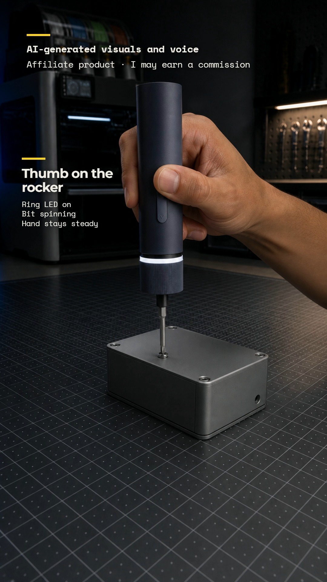 HOTO electric screwdriver and bit set on a workbench