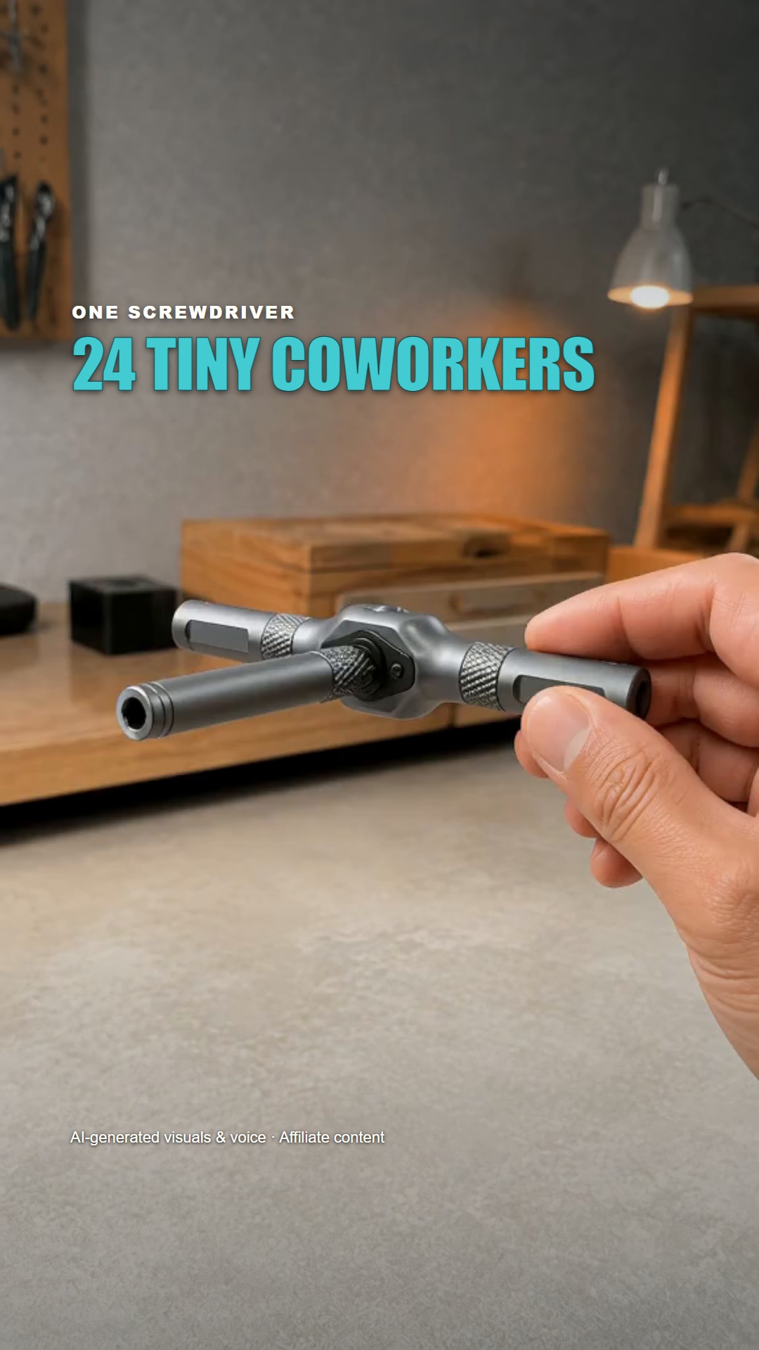 AI-generated illustration from thetechbff's reel showing the modular ratchet screwdriver handle